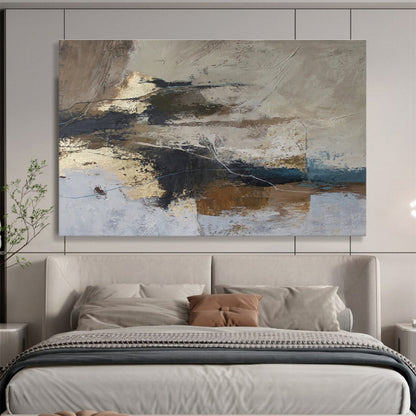 “Neutral & Gold Abstract Textures” Abstract Acrylic Painting On Canvas DKH511