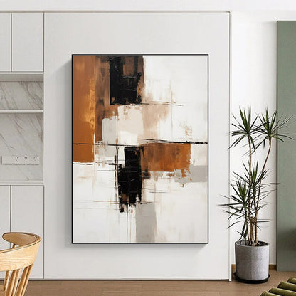 “White - Black - Brown Abstract Blocks” ，Abstract Acrylic Painting CT0836