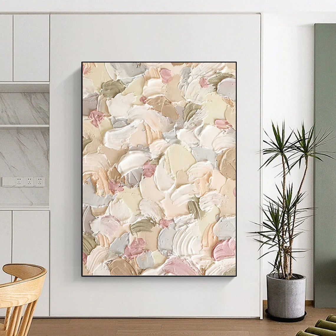 “Pastel - Toned Textured Floral Abstract” Painting On Canvas DKH0982