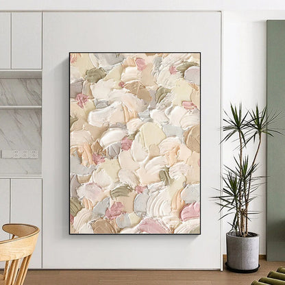 “Pastel - Toned Textured Floral Abstract” Painting On Canvas DKH0982