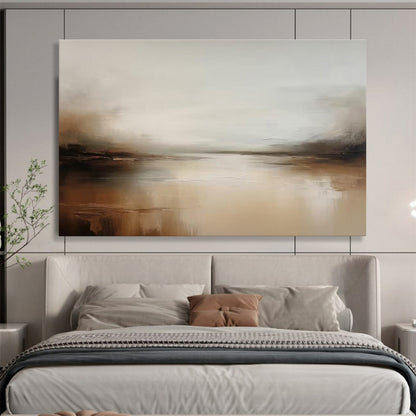 Muted Tones River Landscape Painting On Canvas DKH321