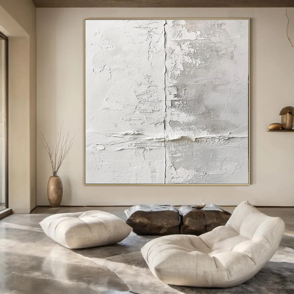 “White - Gray Textured Wall” – Minimalist Abstract Art CT1016