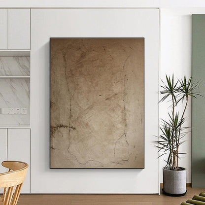 “Earthy Tones, Faint Line Drawings” - “Echoes of Time”，Abstract Mixed - Media Drawing CT0688