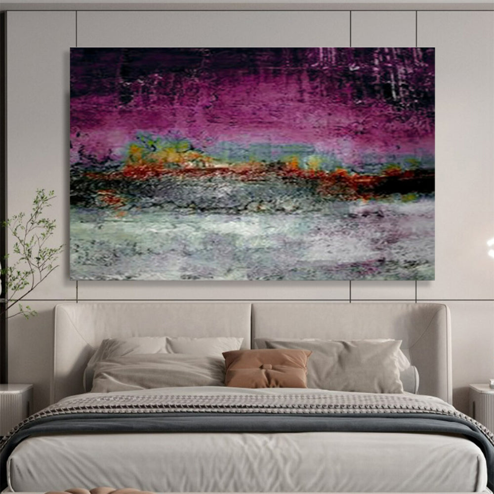 “Purple - Hued Textured Abstract” Abstract Impasto Painting On Canvas DKH391
