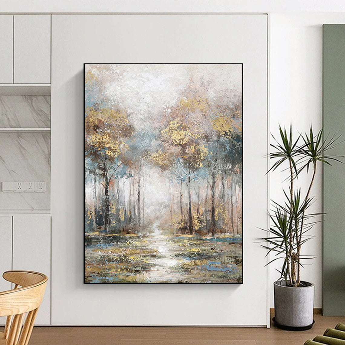 Misty Forest Path in Soft Tones - Landscape Painting On Canvas DKH1433
