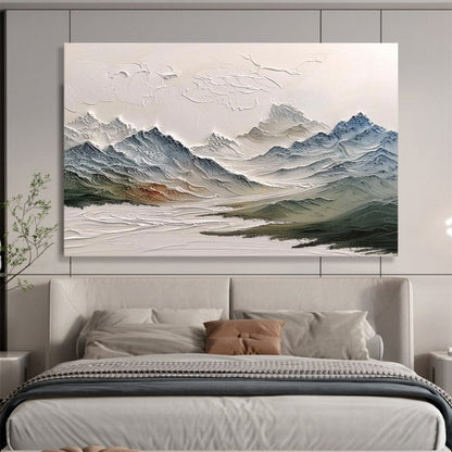 “Textured Mountain Range” Impasto Landscape Painting On Canvas DKH462