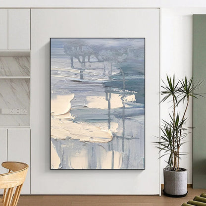 Soft Gray and Beige Impasto Layers - Abstract Impasto Painting On Canvas DKH1292