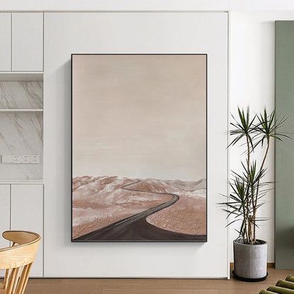 “Minimalist Desert Road Landscape” - Serene Landscape Painting On Canvas DKH1123