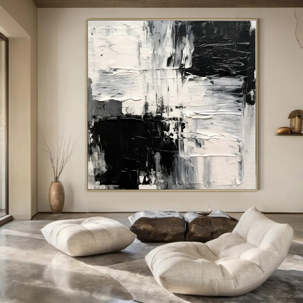 Monochrome Textured Chaos - Abstract Impasto Oil CT1248