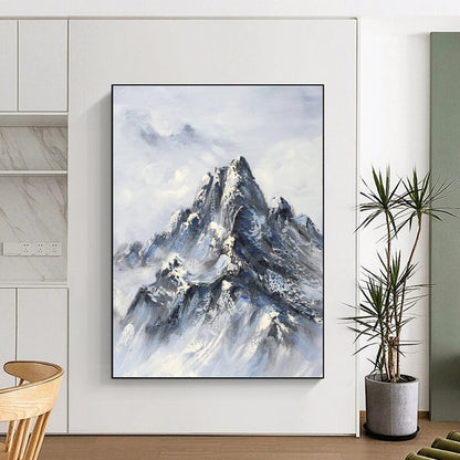 Snowy Mountain Majesty - Abstract Landscape Painting On Canvas DKH1259