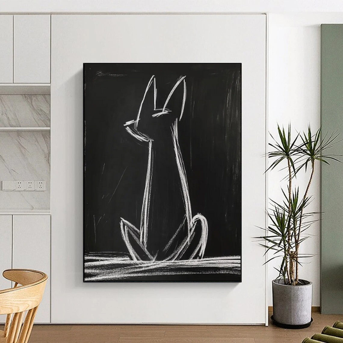 “White Cat Silhouette” - Minimalist Animal Art CT2027