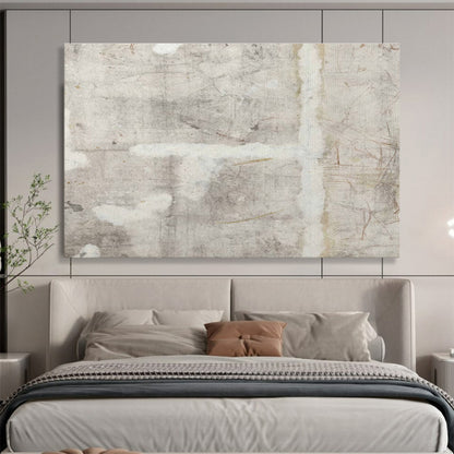 Textured Neutrals Subtle Gray White Abstract Marks Painting On Canvas DKH234