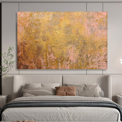 “Gilded Pink and Gold Textured Abstract” Painting On Canvas DKH022