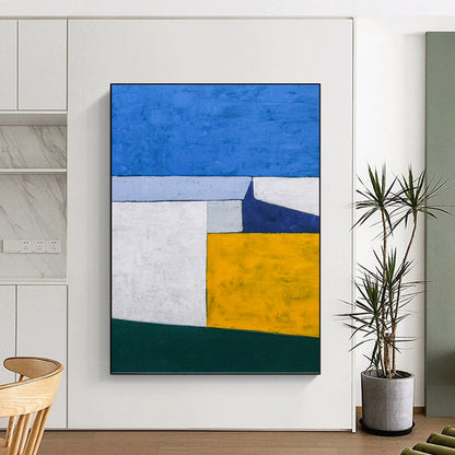 “Color - Blocked Geometric Abstract” - Minimalist Abstract Painting On Canvas DKH1095