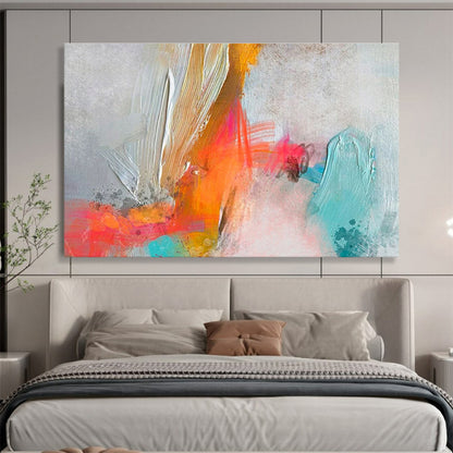 Textured Color Burst Gray Orange Pink Blue Textured Painting On Canvas DKH207