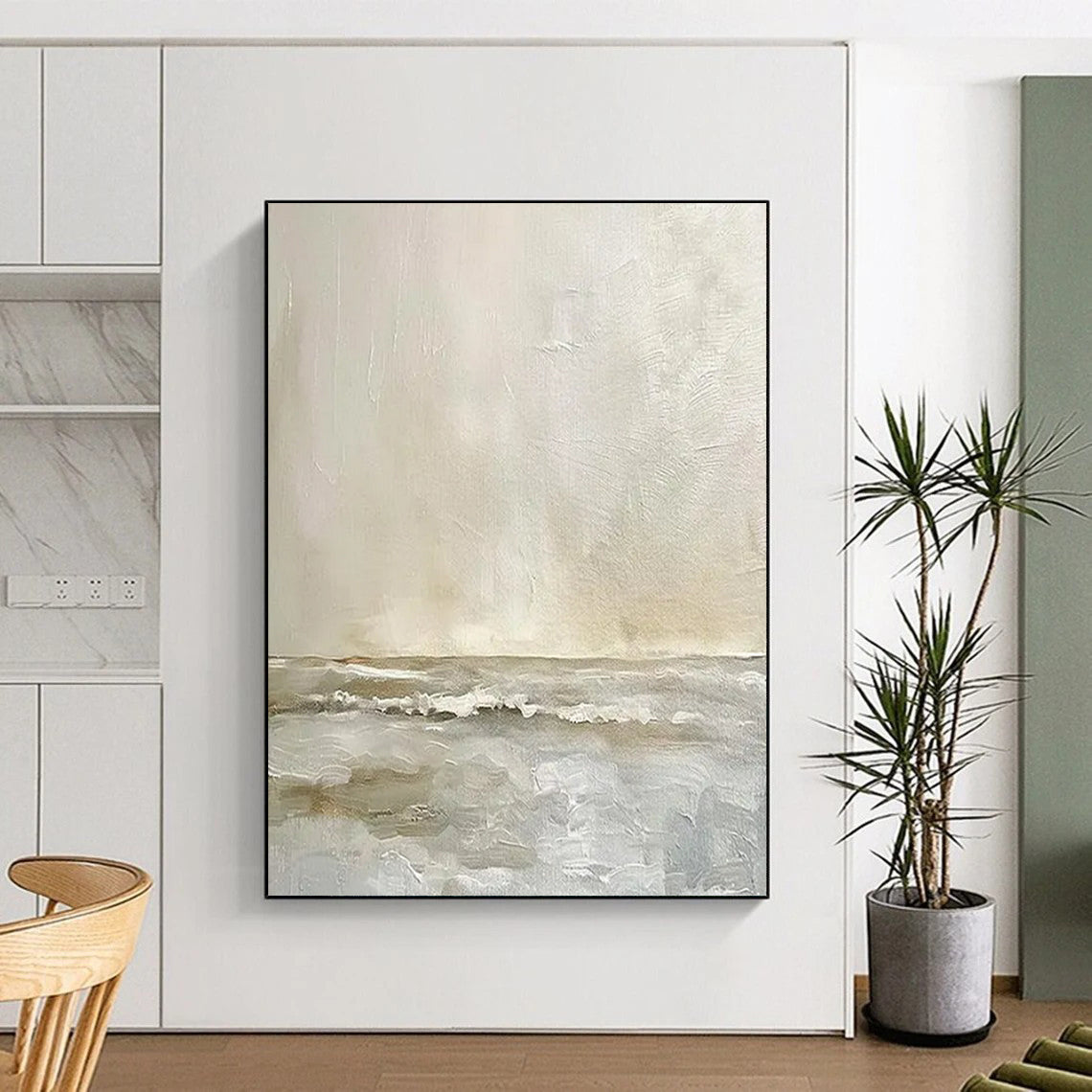 “Neutral Textured Seascape” - Abstract Painting On Canvas CT2360