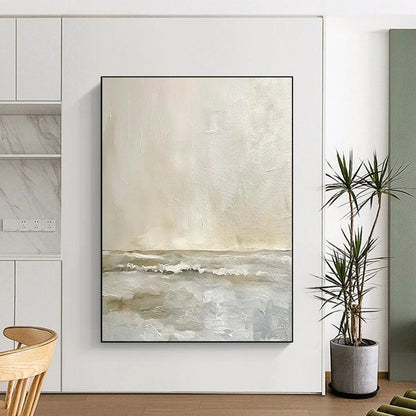 “Neutral Textured Seascape” - Abstract Painting On Canvas CT2360