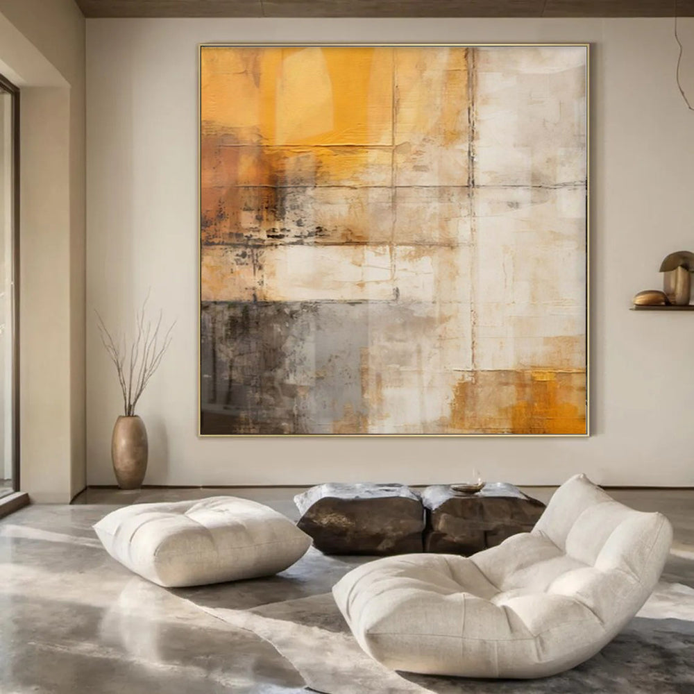 “Soft Color Block with Subtle Details” – Abstract Color - Block Painting CT1057