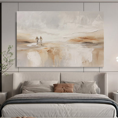 “Neutral Tones Seaside Stroll” Landscape Painting On Canvas DLZ080
