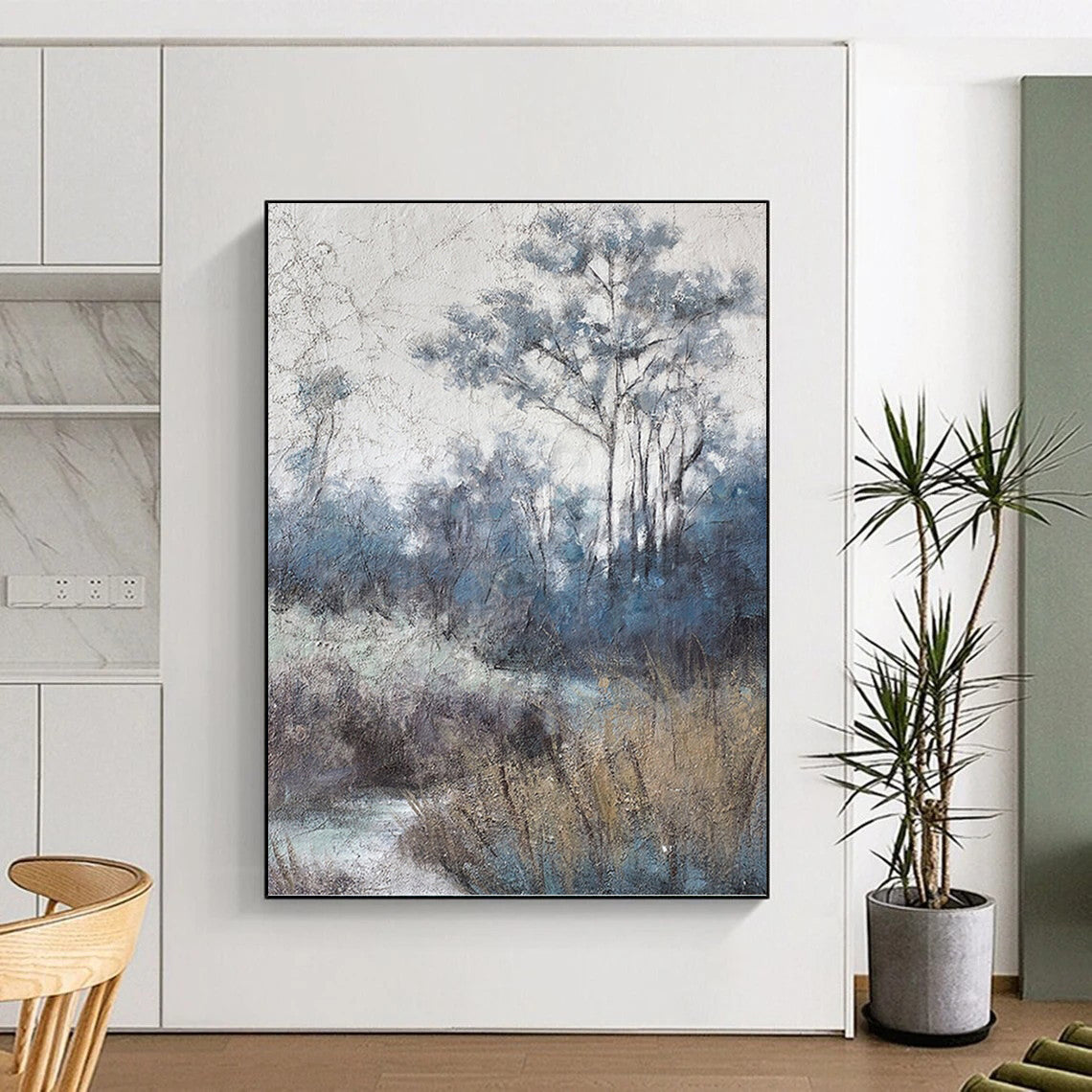 Muted Tonal Forest Scene - Landscape Painting On Canvas DKH1458