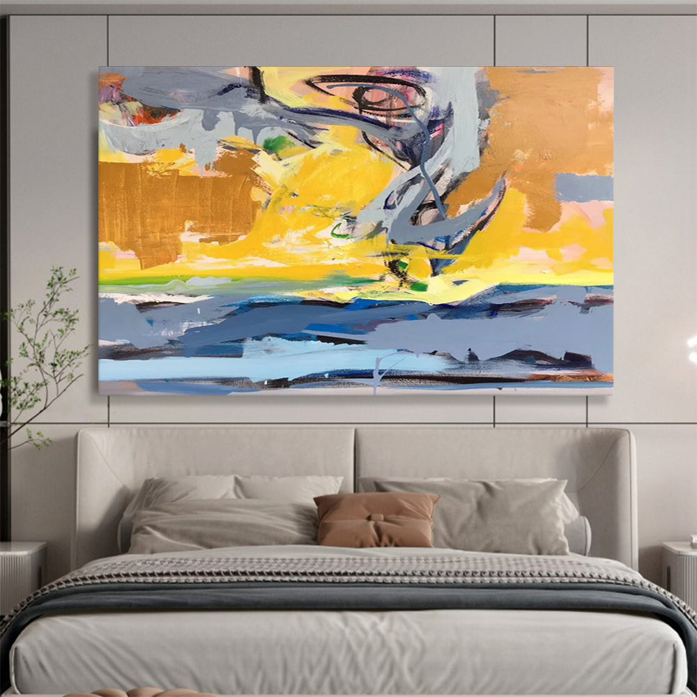 “Colorful, Abstract Sunset ‘Vibrant Horizon Mix’” - Expressionist Abstract Painting On Canvas DLZ034