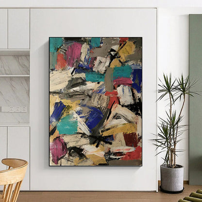 “Colorful Abstract Collision” - Vibrant Abstract Expressionist Painting DKH1039