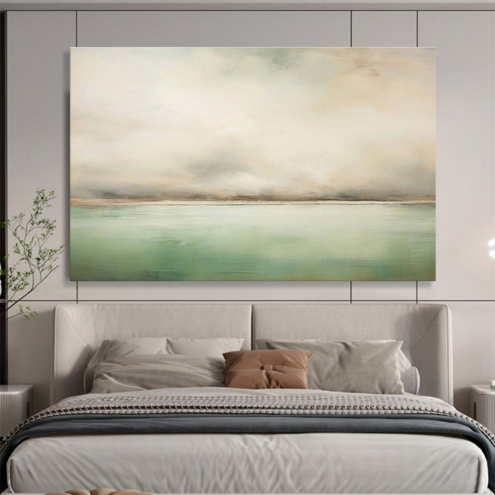Soft - Toned Seascape “Calm Coastal Mist” Painting On Canvas DKH159