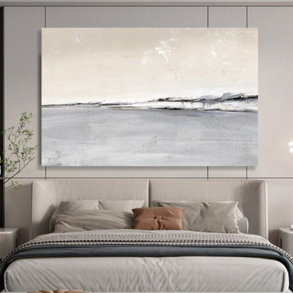 Monochromatic Coastal Abstract Minimalist Painting On Canvas DKH245