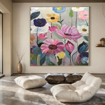 Colorful Impasto Flowers - Impasto Floral Oil On Canvas CT1306