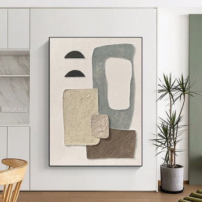 “Neutral - Toned Collage Abstract - Textured Stories” Painting On Canvas DKH1135