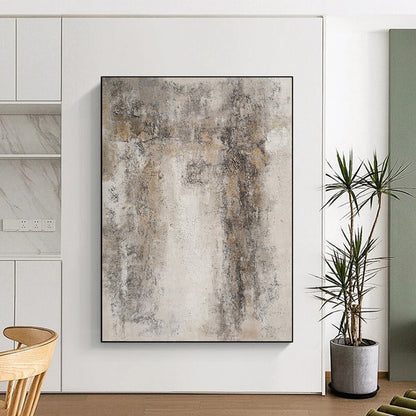 “Gray, Brown Textured Abstract ‘Worn Memories’” - Impasto Wall - Inspired Painting On Canvas DTP346