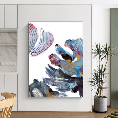 “Gold - Accented Floral Abstract” - Colorful Floral Abstract with Gold Details Painting On Canvas DTP199