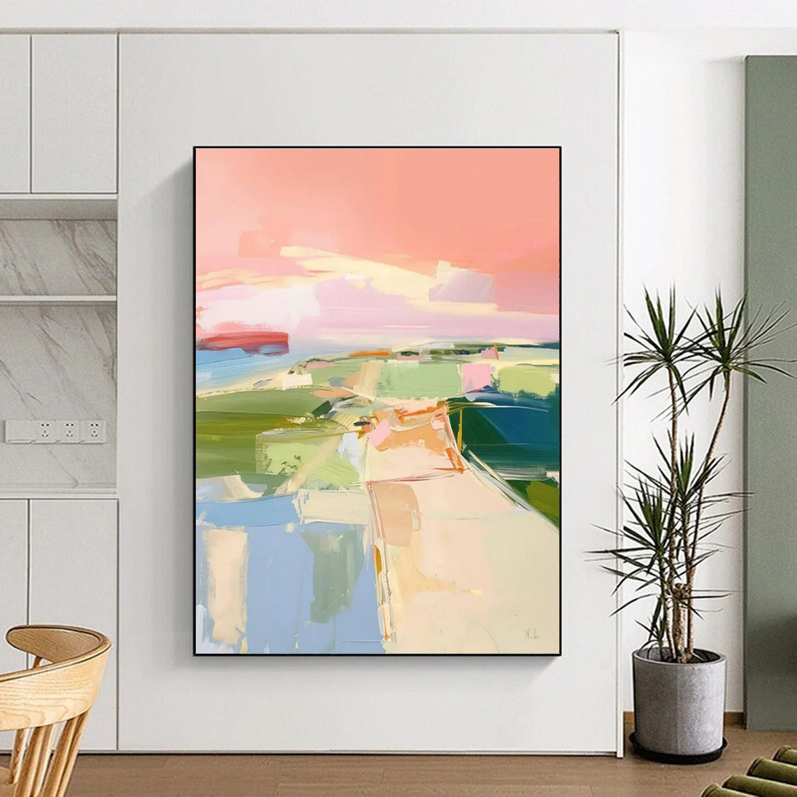 Pastel Landscape Abstraction, "Dreamy Horizons" - Abstract Landscape Painting CT0706