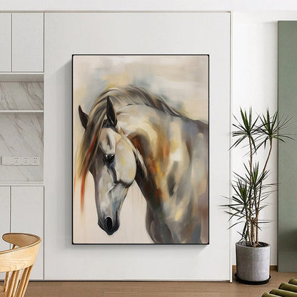 “Soft - Colored Horse Portrait” – Impressionistic Animal Oil Painting On Canvas CT2144
