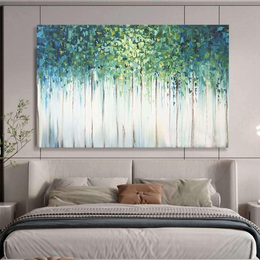 Emerald Green Forest - Abstract Landscape Painting On Canvas DLZ206