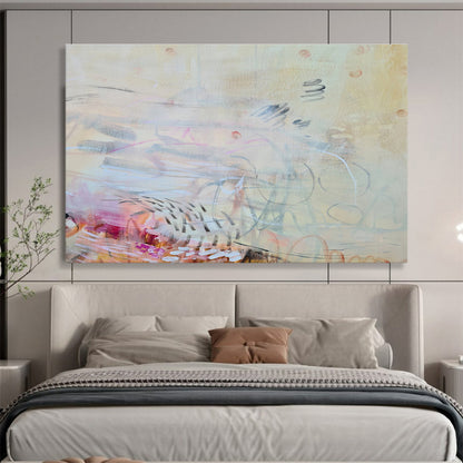 Subtle Abstract on Beige - Delicate Marks and Soft Transitions Painting On Canvas DKH066
