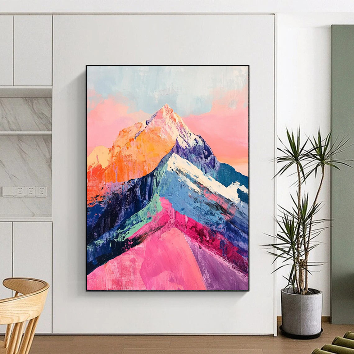 “Colorful Mountain Peaks” - Multicolor, Vibrant Mountain Landscape Painting On Canvas DTP283