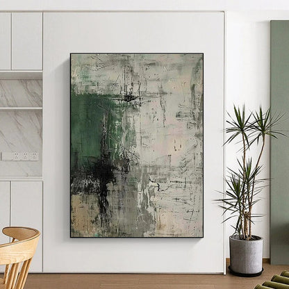 “Green - Gray - Black Abstract” ，Abstract Acrylic Painting CT0859