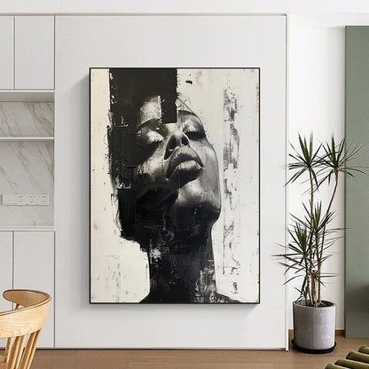 “Monochrome Abstract Portrait” - Abstract Portrait Painting On Canvas DTP139