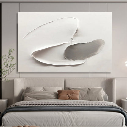 Textured White & Gray Forms - White & Gray Abstract Painting On Canvas DKH912