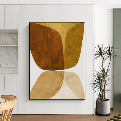 Symmetrical Brown & Beige Shapes - Abstract Painting On Canvas CT2310