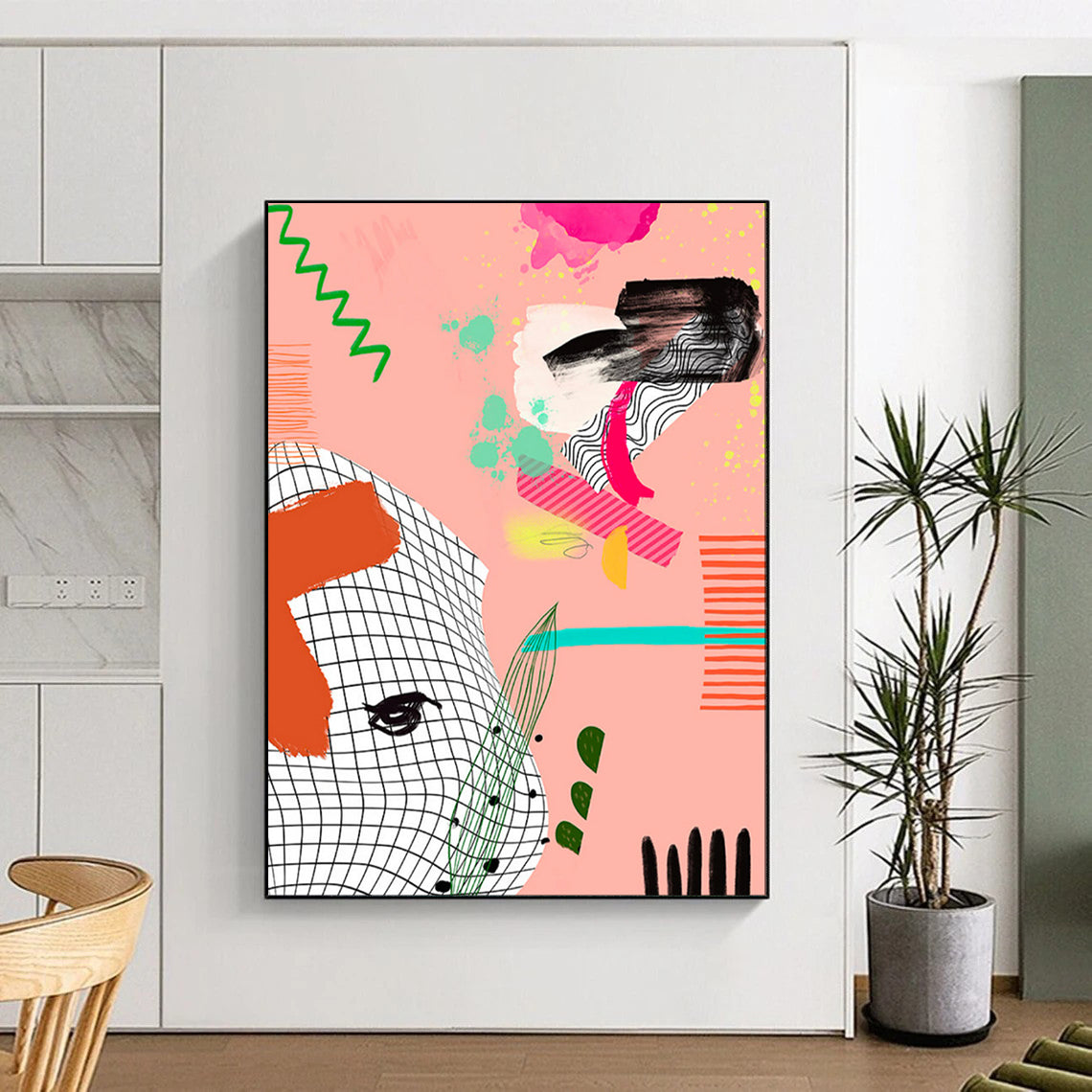 “Playful Pink Abstract Collage” - Whimsical Abstract Art CT2006