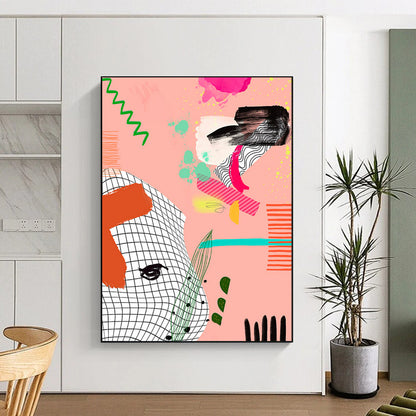 “Playful Pink Abstract Collage” - Whimsical Abstract Art CT2006