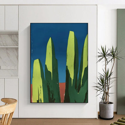 “Geometric Green Peaks” - Minimalist Abstract Painting On Canvas DTP093