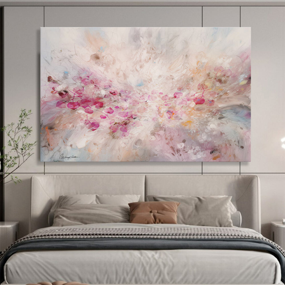 “Blush - Toned Floral Burst” Impressionist - Style Floral Painting On Canvas DKH533