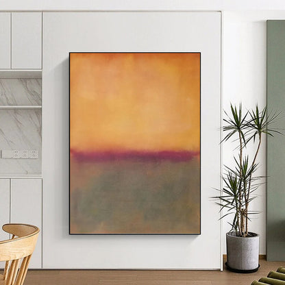 “Warm Gradient Horizons with Purple Accent” - Subtle Abstract Landscape Painting On Canvas DKH1602