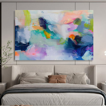 “Colorful Abstract Fusion” Abstract Acrylic Painting On Canvas DKH497