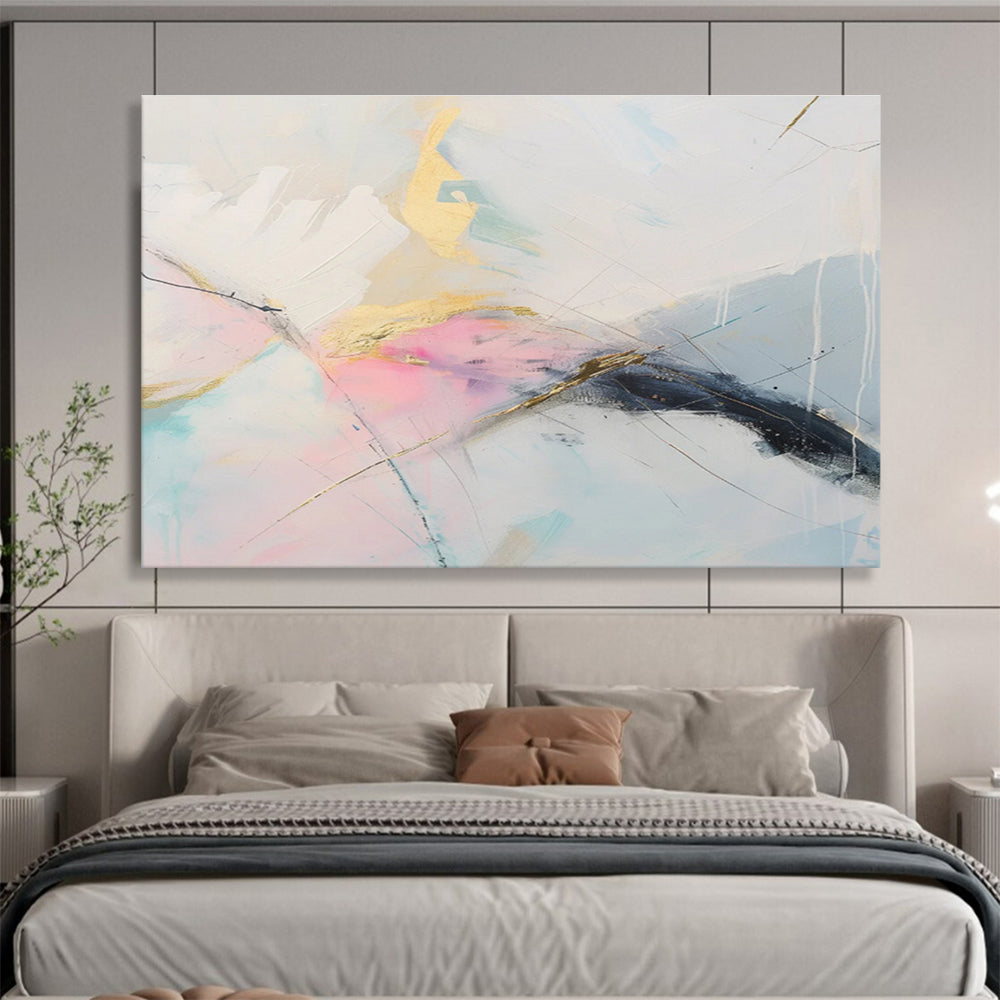 “Pastel & Gold Abstract” Abstract Acrylic Painting On Canvas DKH479