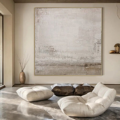 “Light Gray & Brown Textured Simplicity” – Abstract Minimalist Art CT0979