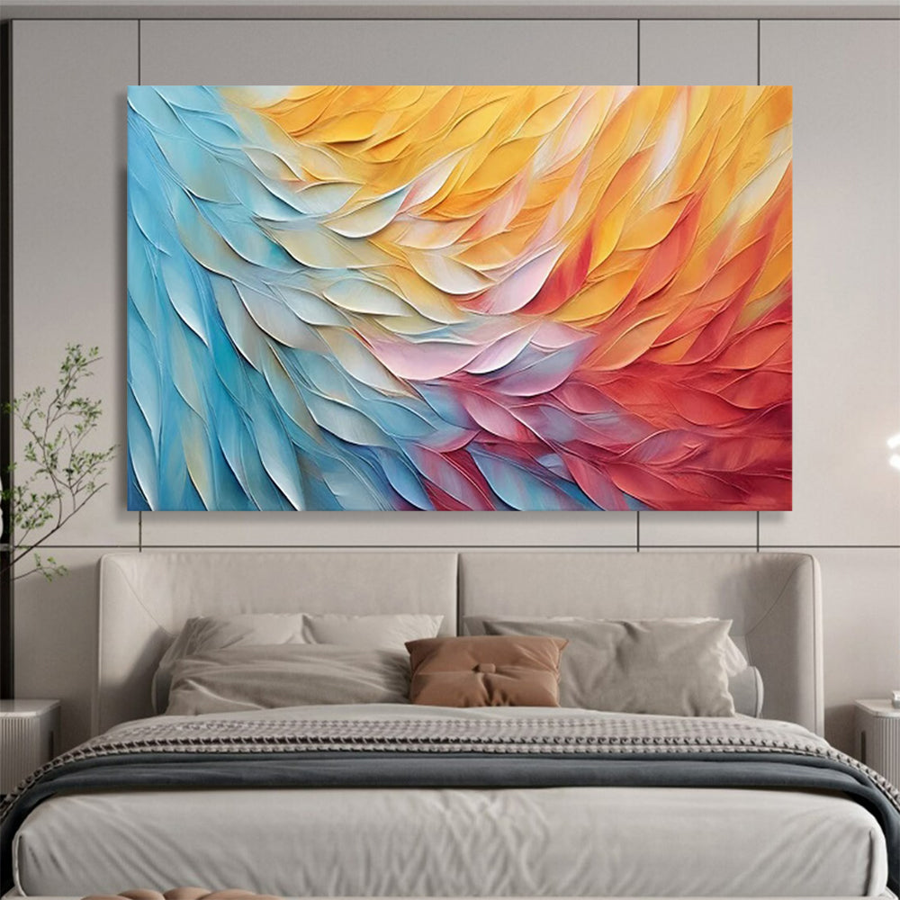 Colorful Feather - like Layers - Textured Abstract Painting On Canvas DLZ201